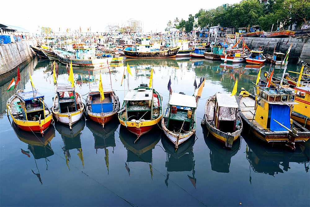 | Photo: Dinesh Parab : Boats rest, and workers pause as daily life at Sassoon Dock faces a slowdown.