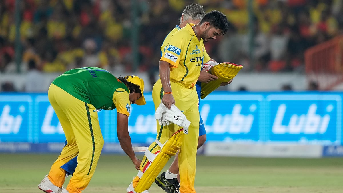 Chennai Super Kings' Ayush Mhatre leaves the ground after losing his wicket during the Indian Premier League cricket match between Sunrisers Hyderabad and Chennai Super Kings in Hyderabad. - AP Photo