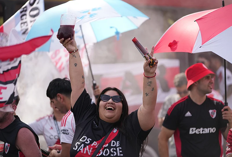River Plate vs Boca Juniors Argentine league soccer fans-