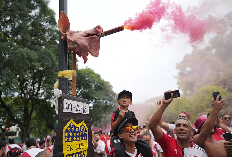 River Plate vs Boca Juniors Argentine league soccer fans-