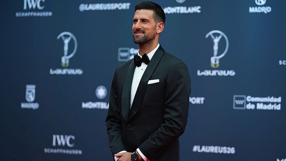Tennis player Novak Djokovic poses as he arrives for the 2026 Laureus World Sports Awards ceremony in Madrid, Spain. - | Photo: AP/Manu Fernandez