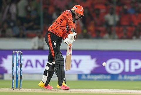 Sunrisers Hyderabad's Abhishek Sharma plays a shot during the Indian Premier League cricket match between Sunrisers Hyderabad and Delhi Capitals in Hyderabad.