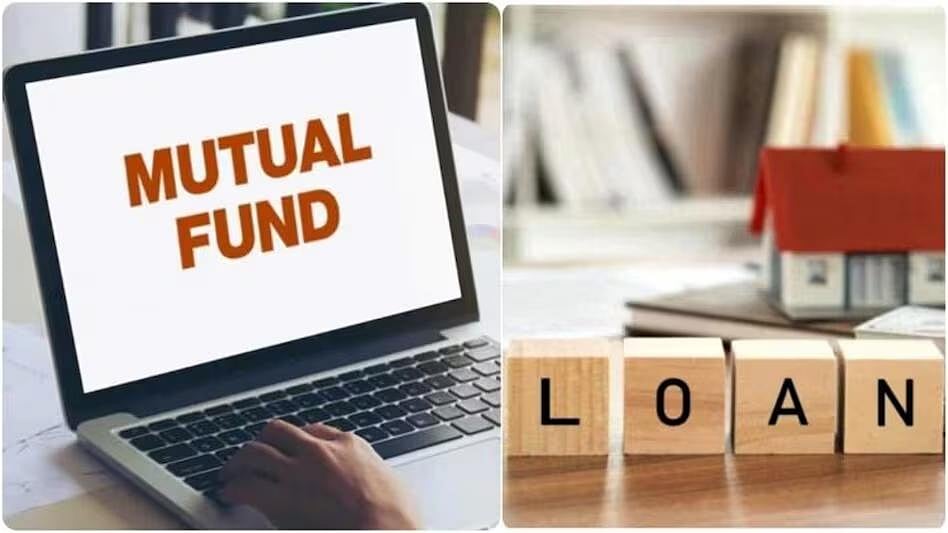 Laptop showing mutual fund and loan blocks - null
