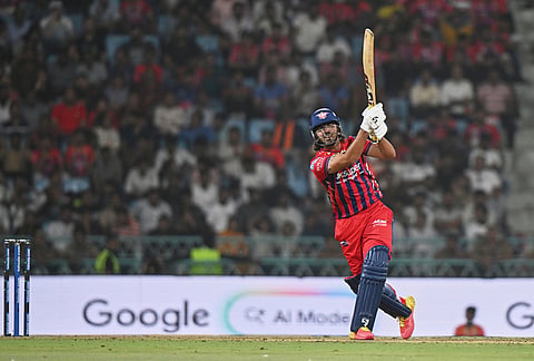 Lucknow Super Giants' Himmat Singh plays a shot during the Indian Premier League cricket match between Lucknow Super Giants and Rajasthan Royals in Lucknow.