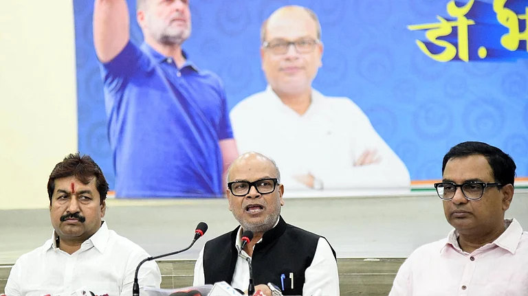 Bihar Congress president Rajesh Ram addressing a press conference at Sadaquat Ashram on April 17, 2026 in Patna, India. - Photo: IMAGO / Hindustan Times