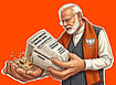 Illustration by Saahil : PM Modi bought a pack of Jhalmuri for ten rupees from a roadside vendor in Jhargram.