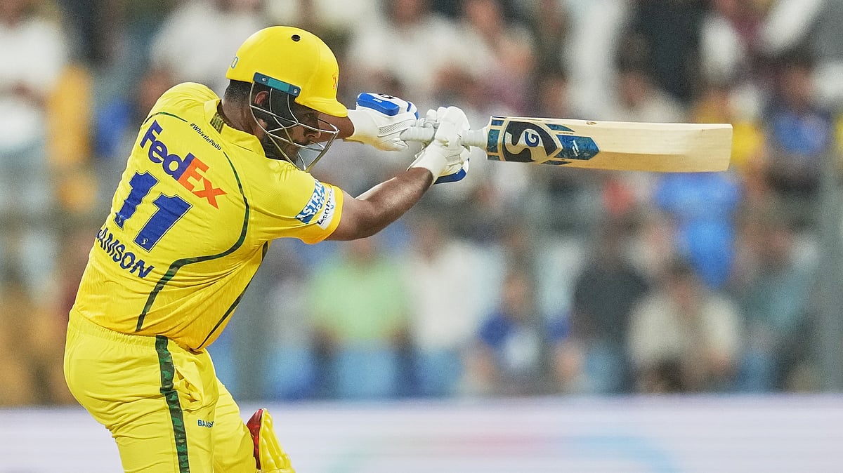 Chennai Super Kings' Sanju Samson plays a shot during the Indian Premier League cricket match between Mumbai Indians and Chennai Super Kings in Mumbai, India, Thursday, April 23, 2026. - | Photo: AP/Rafiq Maqbool