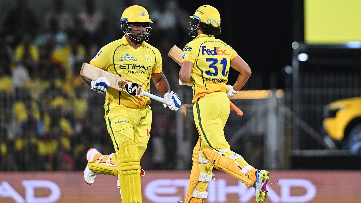Chennai Super Kings' captain Ruturaj Gaikwad, right and Sanju Samson run between the wickets during the Indian Premier League cricket match between Chennai Super Kings and Kolkata Knight Riders in Chennai, India, Tuesday, April 14, 2026.  - | Photo: AP/Str