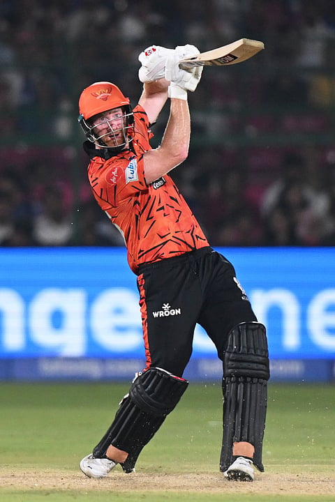 Sunrisers Hyderabad's Heinrich Klaasen plays a shot during the Indian Premier League cricket match between Rajasthan Royals and Sunrisers Hyderabad in Jaipur.