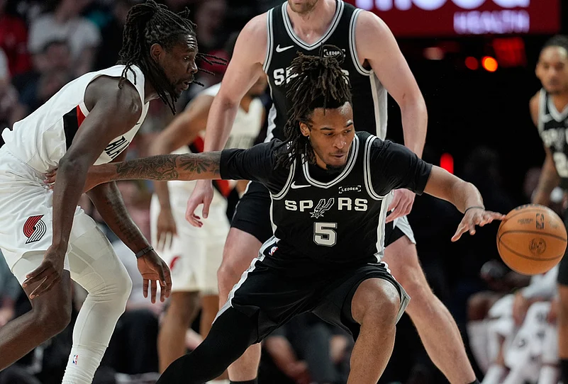 Portland Trail Blazers Vs San Antonio Spurs NBA Playoffs-Stephon Castle