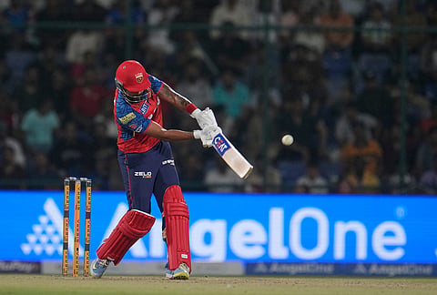 Punjab Kings' captain Shreyas Iyer hits a six during the Indian Premier League cricket match between Delhi Capitals and Punjab Kings in New Delhi.