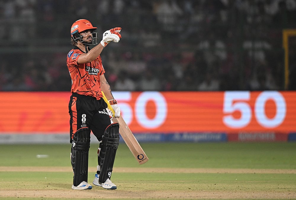 Sunrisers Hyderabad's Ishan Kishan celebrates his fifty runs during the Indian Premier League cricket match between Rajasthan Royals and Sunrisers Hyderabad in Jaipur. - | Photo: AP