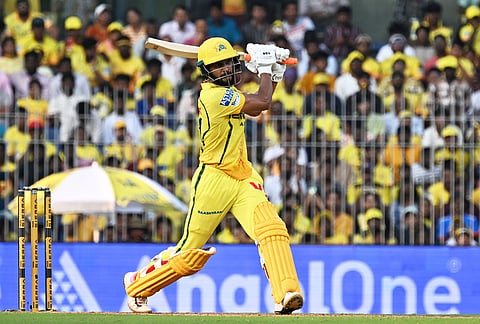 Chennai Super Kings' captain Ruturaj Gaikwad bats during the Indian Premier League cricket match between Chennai Super Kings and Gujarat Titans in Chennai.