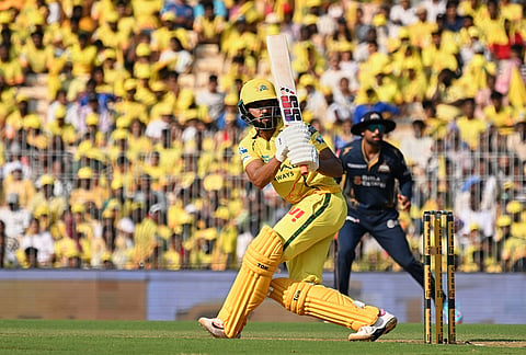 Chennai Super Kings' captain Ruturaj Gaikwad bats during the Indian Premier League cricket match between Chennai Super Kings and Gujarat Titans in Chennai.