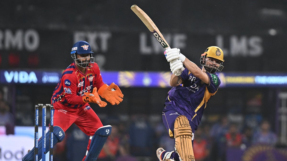 Kolkata Knight Riders' Rinku Singh plays a shot during the Indian Premier League cricket match between Kolkata Knight Riders and Lucknow Super Giants in Lucknow - AP Photo