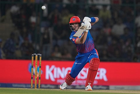 Delhi Capitals' Tristan Stubbs plays a shot during the Indian Premier League cricket match between Delhi Capitals and Royal Challengers Bengaluru in Delhi.