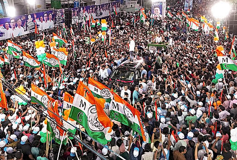 TMC MP Abhishek Banerjee during a campaign for the West Bengal Assembly elections. 