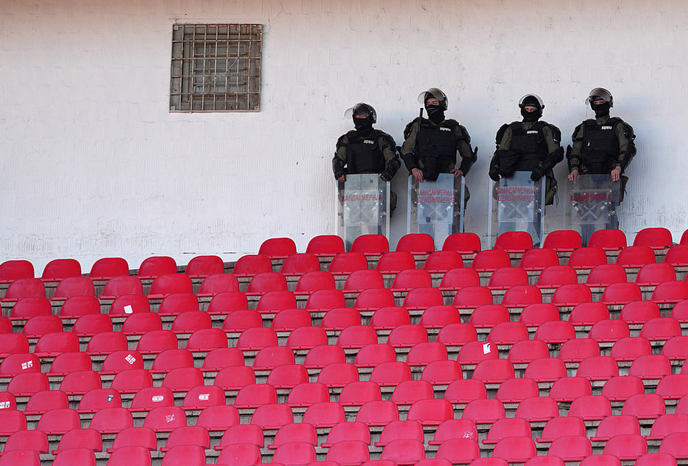 Crvena Zvezda vs Partizan Serbian Superliga 2025-26 photos-Serbian riot police