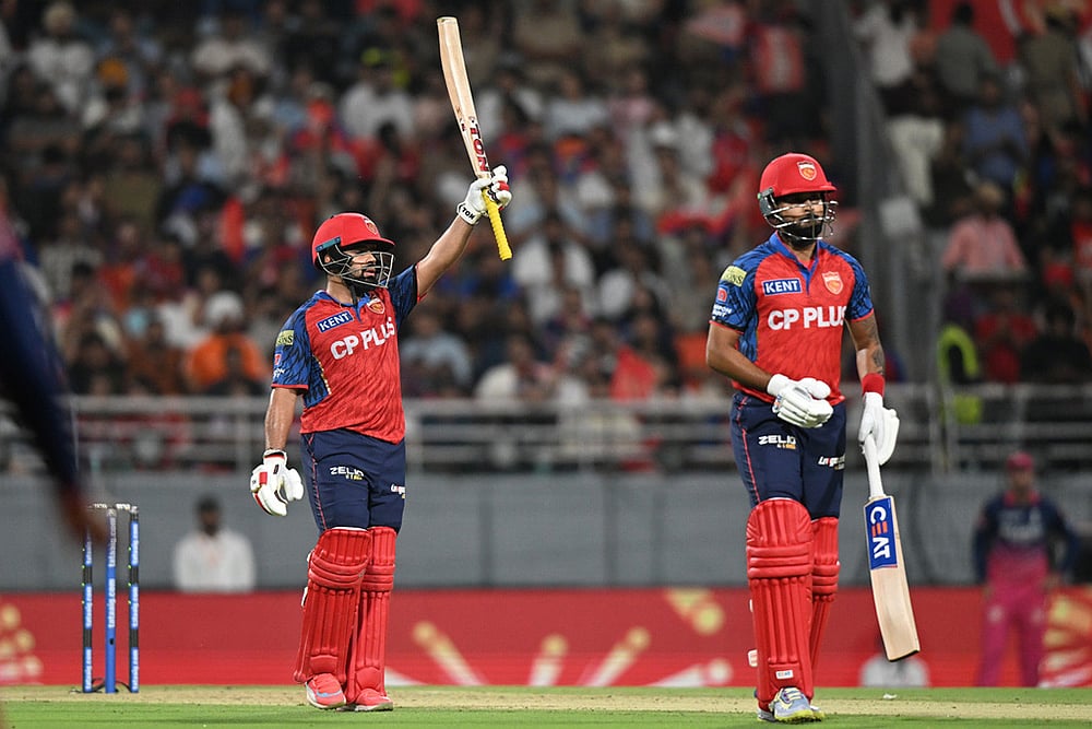 Punjab Kings Prabhsimran Singh celebrates his fifty runs