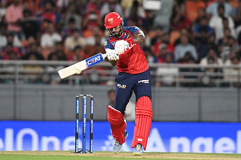 Punjab Kings' captain Shreyas Iyer plays a shot during the Indian Premier League cricket match between Rajasthan Royals and Punjab Kings in New Chandigarh, India.