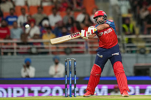 Punjab Kings' Prabhsimran Singh plays a shot during the Indian Premier League (IPL) 2026 T20 cricket match between Punjab Kings and Rajasthan Royals, in Mullanpur.