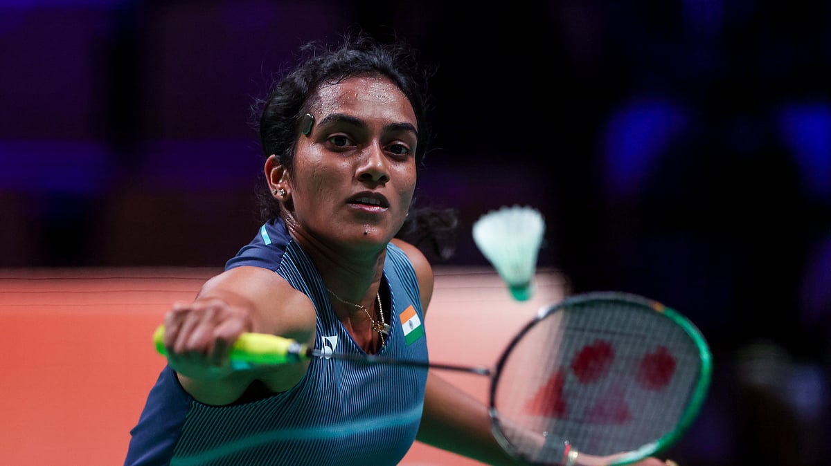 PV Sindhu in action against China in Group A clash at the BWF Thomas Uber Cup Finals 2026. - Badminton Photo