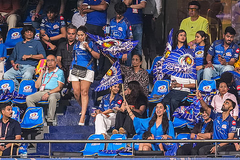 Mumbai Indians' captain Hardik Pandya's girlfriend Mahieka Sharma, music composer Anu Malik and others attend the Indian Premier League (IPL) 2026 T20 cricket match between Mumbai Indians and Sunrisers Hyderabad, in Mumbai, Maharashtra.