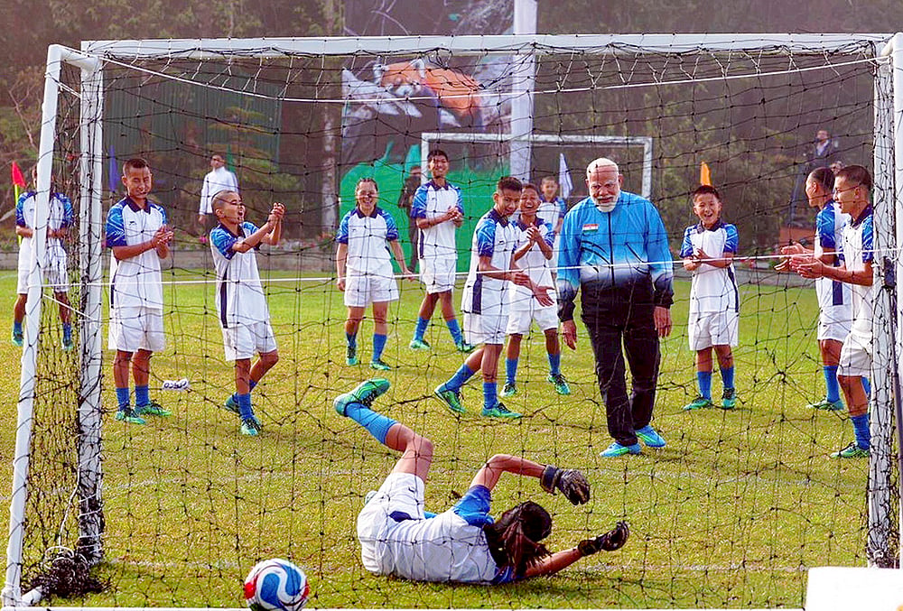 PM Modi scores goal in Gangtok football in Sikkim