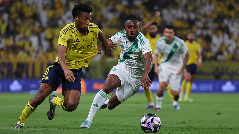 Kinglsey Coman in action for Al-Nassr against Al-Ahli in Saudi Pro League 2025-26. - AlNassrFC_EN/X