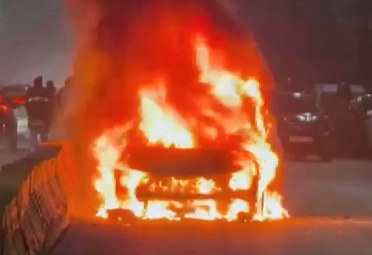  Five members of a family were burnt alive while the driver was seriously injured after a car caught fire on the Delhi-Mumbai Expressway - PTI