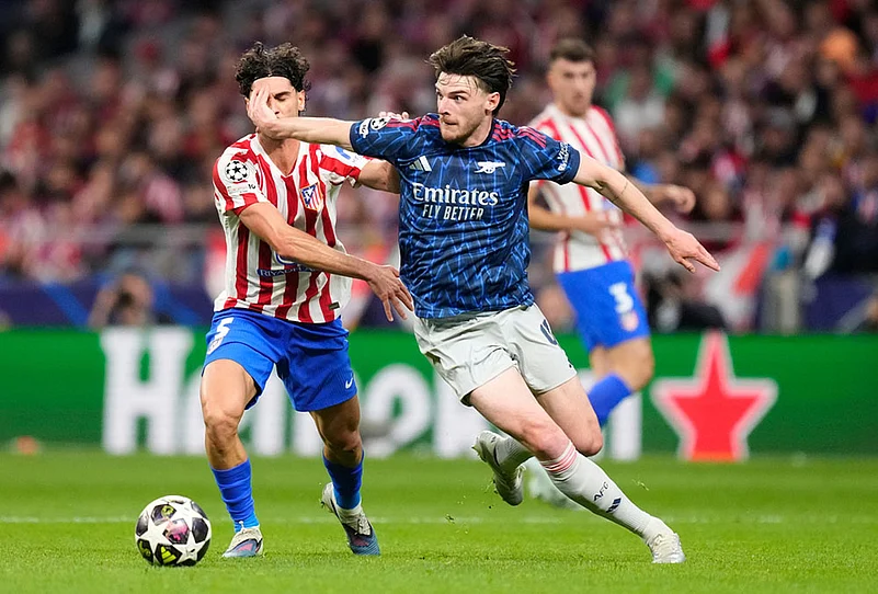 Atletico Madrid Vs Arsenal Champions League Semi-Final -Arsenals Declan Rice
