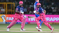 RR Vs GT, IPL 2026: Check Jaipur's Hourly Weather Forecast For Today’s Indian Premier League Match (AP Photo) : Rajasthan Royals' Dhruv Jurel with batting partner captain Riyan Parag run between the wickets to score during the Indian Premier League cricket match between Delhi Capitals and Rajasthan Royals in Jaipur, India, Friday, May 1, 2026