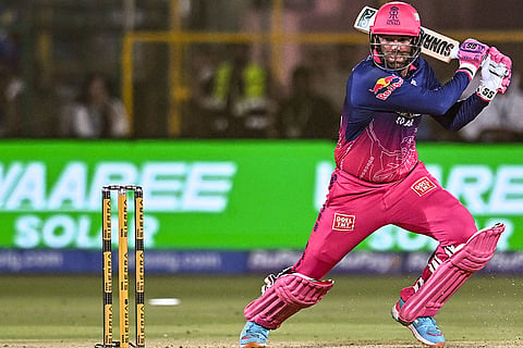 Rajasthan Royals' Donovan Ferreira plays a shot during an Indian Premier League (IPL) 2026 T20 cricket match between Rajasthan Royals and Delhi Capitals, in Jaipur.