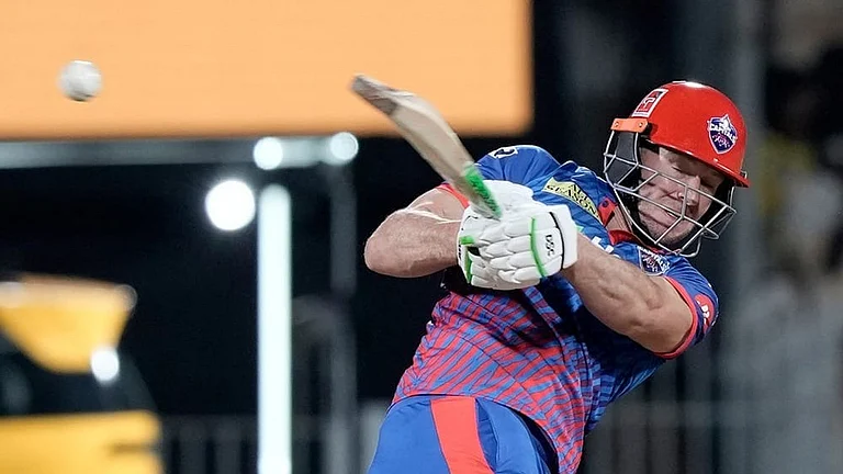 Delhi Capitals' David Miller plays a shot during the Indian Premier League cricket match between Chennai Super Kings and Delhi Capitals in Chennai. - | Photo: AP/Mahesh Kumar A.