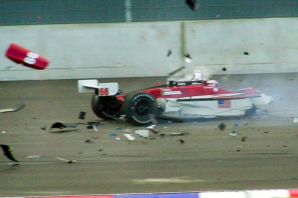 Italian driver Alex Zanardis car crashed