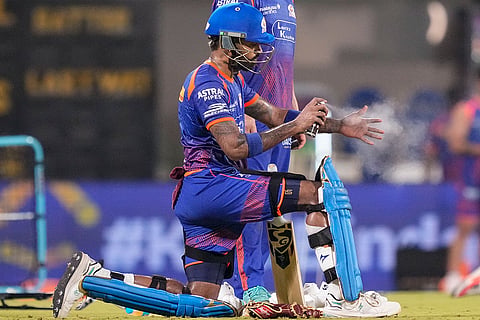 Mumbai Indians' captain Hardik Pandya during a training session ahead of an Indian Premier League (IPL) 2026 T20 cricket match between Chennai Super Kings and Mumbai Indians, in Chennai, Tamil Nadu.