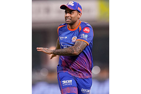 Mumbai Indians' Suryakumar Yadav during a training session ahead of an Indian Premier League (IPL) 2026 T20 cricket match between Chennai Super Kings and Mumbai Indians, in Chennai, Tamil Nadu.