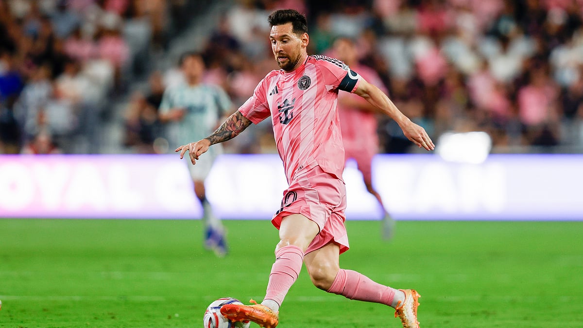 Inter Miami forward Lionel Messi controls the ball during the MLS 2026 match against the New England Revolution. - AP Photo
