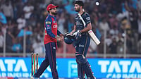 (AP Photo/Ajit Solanki) : Gujarat Titans' Washington Sundar shakes hands with Punjab Kings' captain Shreyas Iyer following their win during the Indian Premier League cricket match between Gujarat Titans and Punjab Kings in Ahmedabad, India, Sunday, May 3, 2026