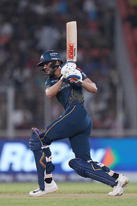 Gujarat Titans' captain Shubman Gill plays a shot during the Indian Premier League cricket match between Gujarat Titans and Punjab Kings in Ahmedabad.