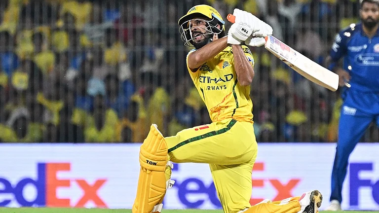 Chennai Super Kings' captain Ruturaj Gaikwad plays a shot during the Indian Premier League cricket match between Chennai Super Kings and Mumbai Indians in Chennai, India, Saturday, May 2, 2026. - AP Photo