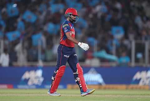 Punjab Kings' captain Shreyas Iyer leaves the ground after losing his wicket during the Indian Premier League cricket match between Gujarat Titans and Punjab Kings in Ahmedabad.