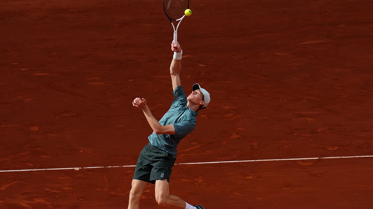 Jannik Sinner in action during Madrid Open 2026 final against Alexander Zverev.  - AP Photo