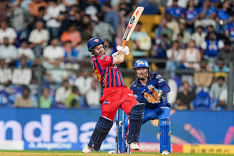 Lucknow Super Giants' Josh Inglis plays a shot during an Indian Premier League (IPL) 2026 T20 cricket match between Mumbai Indians and Lucknow Super Giants, in Mumbai, Maharashtra.