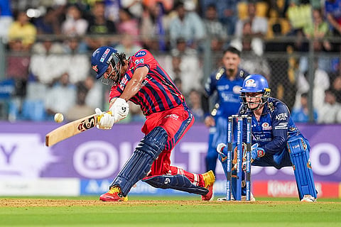Lucknow Super Giants' Himmat Singh plays a shot during an Indian Premier League (IPL) 2026 T20 cricket match between Mumbai Indians and Lucknow Super Giants, in Mumbai, Maharashtra.