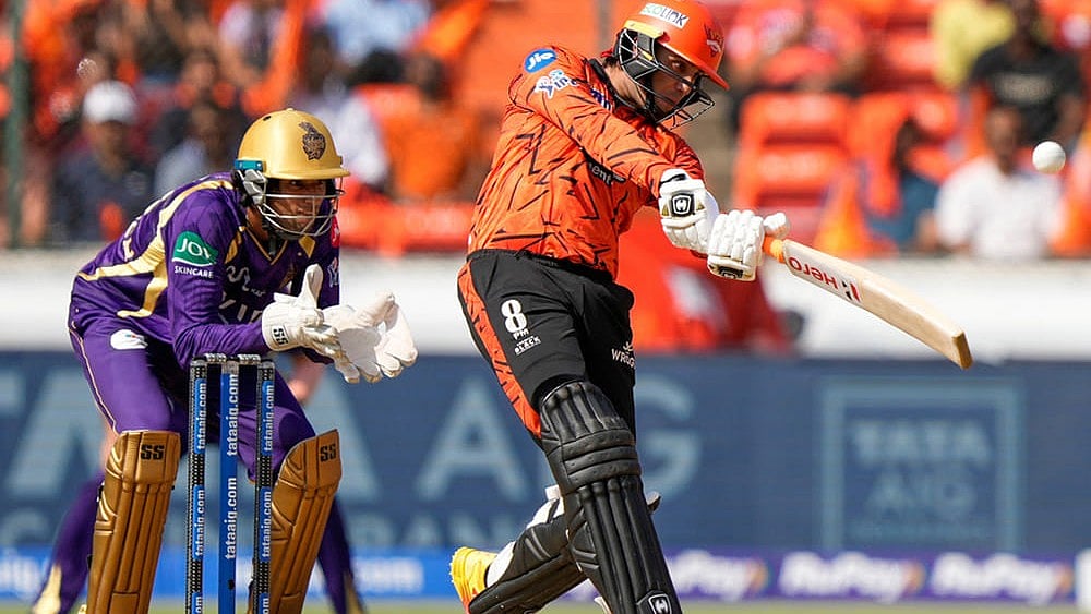Sunrisers Hyderabad's Abhishek Sharma plays a shotduring the Indian Premier League cricket match between Sunrisers Hyderabad and Kolkata Knight Riders in Hyderabad. - | Photo: AP/Mahesh Kumar A.
