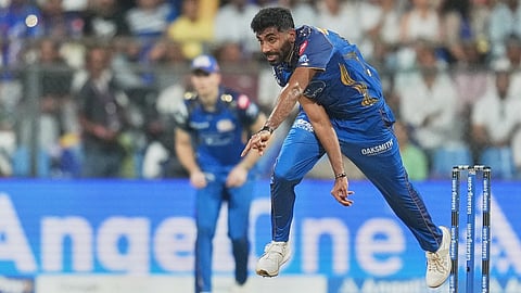 Jasprit Bumrah bowls a delivery during the Indian Premier League match between Mumbai Indians and Lucknow Super Giants in Mumbai.