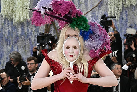 Gwendoline Christie arrives at The Metropolitan Museum of Art's Costume Institute benefit gala celebrating the opening of the "Costume Art" exhibition in New York. 