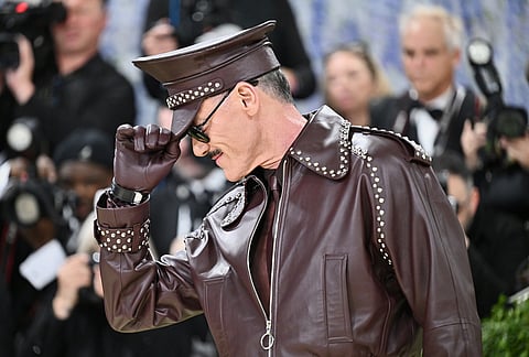 Luke Evans arrives at The Metropolitan Museum of Art's Costume Institute benefit gala celebrating the opening of the "Costume Art" exhibition in New York. 