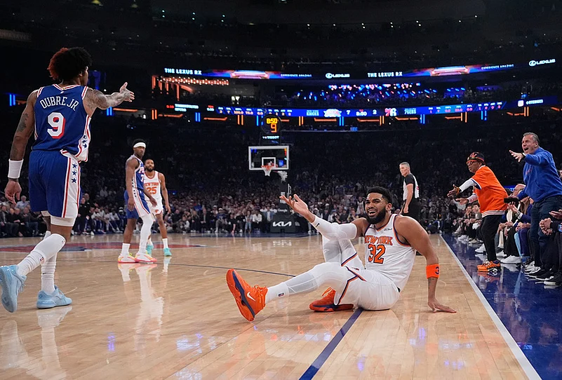 76ers vs Knicks 2026 NBA basketball playoffs-Karl-Anthony Towns
